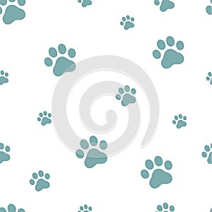 seamless pattern footprints. white background. cute animal tracks. vector texture. print for textiles and wallpaper