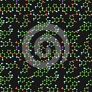 Seamless pattern with formula of adrenaline, oxytocin, cortisol, dopamine and serotonin hormones photo