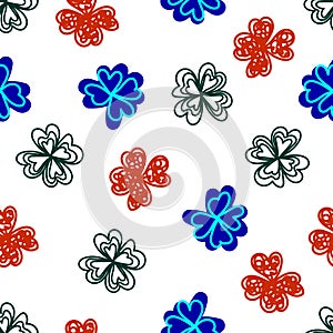 Seamless pattern with four-leaf clover. Background with Scandinavian design.