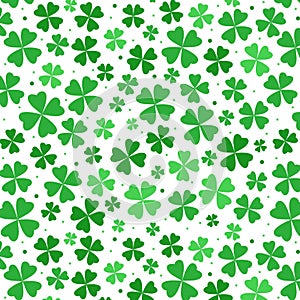 Seamless pattern with four-leaf clover pattern, good luck symbol