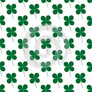 Seamless pattern with four leaf clover. St. patrick symbol vector