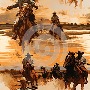 Seamless pattern of Frederic Remington\'s work