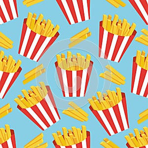 Seamless pattern with french fries . Vector illustration