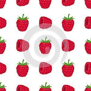 Seamless pattern with fresh bright exotic whole raspberry on white background. Summer fruits for healthy lifestyle. Organic fruit