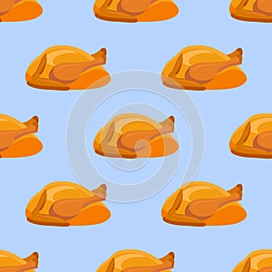 Seamless pattern with fried chicken or turkey