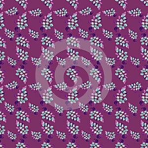 Seamless pattern Fruits with leaves on a dark pink background