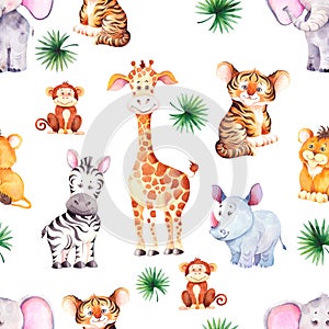 Seamless pattern with funny african animals.