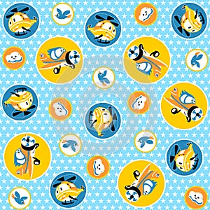 Seamless pattern of funny air transportation cartoon