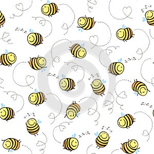 Seamless pattern of funny bees