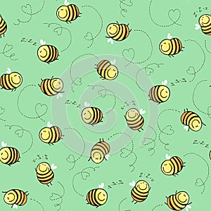 Seamless pattern of funny bees