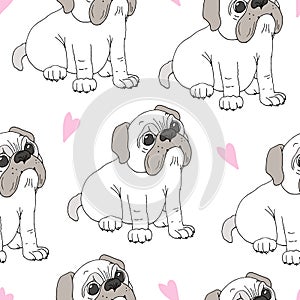 Seamless pattern with funny dog. Vector Illustration