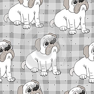 Seamless pattern with funny dog. Vector Illustration