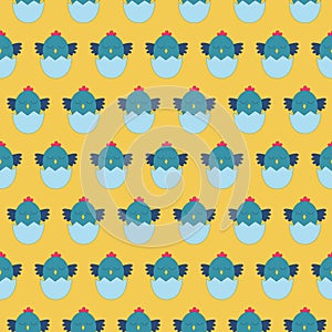 Seamless pattern funny Easter chicken