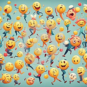 seamless pattern with funny faces
