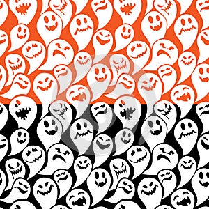 Seamless pattern with funny ghost. Happy Halloween background.