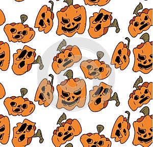 Pattern of pumpkins for Halloween, the day of all the saints.