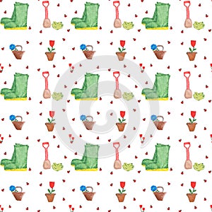 seamless pattern of garden icons