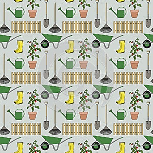 Seamless pattern garden objects