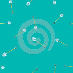 Seamless pattern with garden tools, vector simple shovels