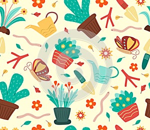 Seamless Pattern for Gardening Background Concept Illustration