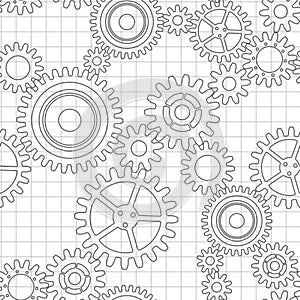 Seamless pattern of gear wheels