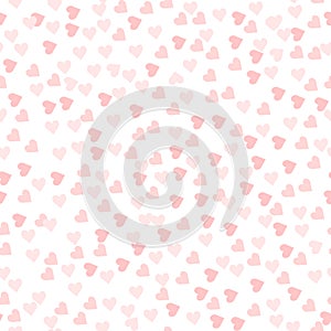 Seamless pattern, gentle pink hearts in a chaotic manner. Print, textile vector