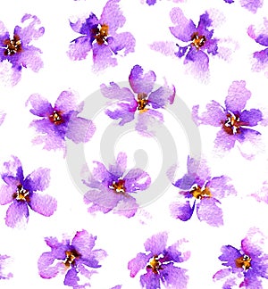 Seamless pattern with gentle watercolor flowers.