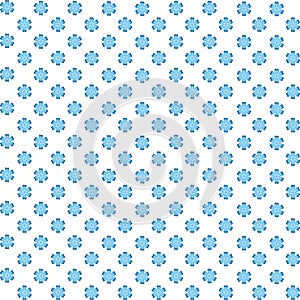 Seamless pattern with geometric beautiful floral ornament in blue and light blue colors in gzhel style on a white background