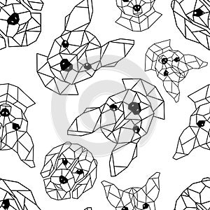 Seamless pattern with geometric muzzles of dogs. photo