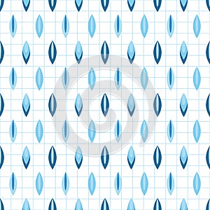 Seamless pattern with geometric ornament in blue and light blue colors in gzhel style on a white background