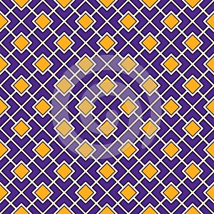 Seamless pattern with geometric ornament. Vivid diagonal square chain abstract background. Bright mosaic wallpaper.