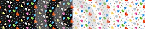 Seamless pattern. Geometric shape. Valentine's day with black and white background. Multicolored abstract shape.