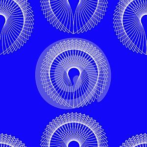 Seamless pattern, geometric shapes on a blue background.