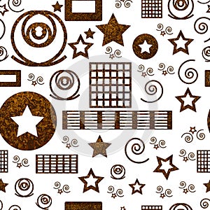 Seamless pattern with geometric shapes in brown colors