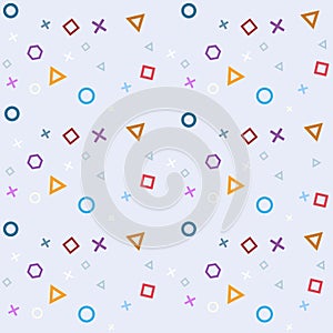 Seamless pattern with geometric shapes. Pattern with multicolored geometric shapes