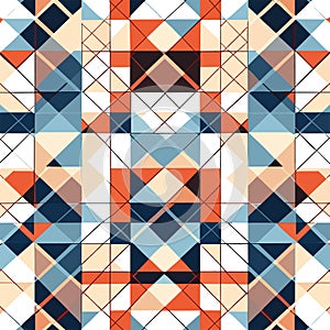 Seamless pattern of geometric shapes in retro style. Vector illustration. AI Generated