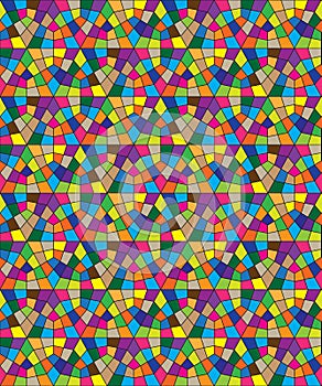 Seamless pattern from geometric shapes. Stained glass from polygons.