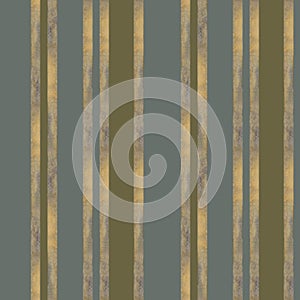 Seamless pattern of geometric stripes of golden beige ribbon from an old vintage writing set. Watercolor illustration