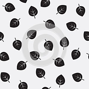 Seamless pattern with geometrical abstract leaf. Background with black silhouette of leaves.