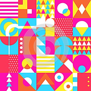 Seamless pattern, geometry shapes in bright colorful