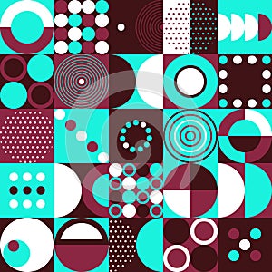 Seamless pattern, geometry shapes in cool blue and red