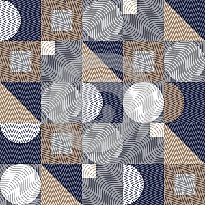 Seamless pattern, geometry shapes in cool tones