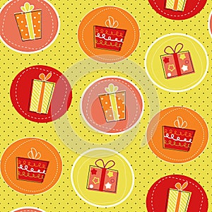 Seamless pattern with gift boxes