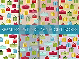 Seamless pattern with gift boxes. Seamless pattern with Christmas presents. Vector