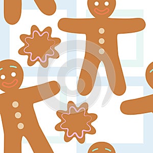 Seamless pattern with gingerbreads