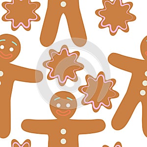 Seamless pattern with gingerbreads