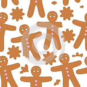 Seamless pattern with gingerbreads