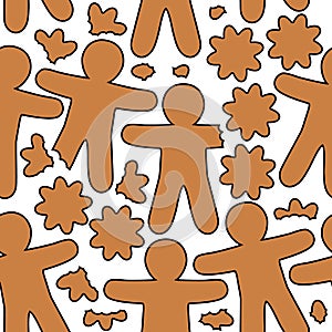 Seamless pattern with gingerbreads