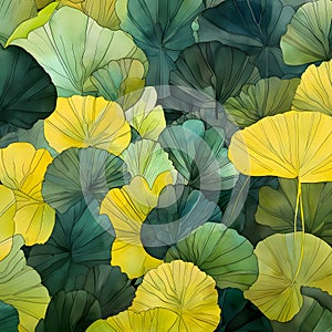 Seamless pattern with ginkgo leaves. Vector background