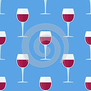 Seamless pattern with glass of red wine